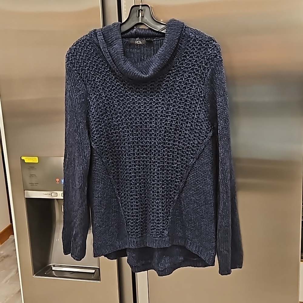 💕RDI💕 Long Sleeve Cowl Neck Pullover Sweater ~ Deep Sea Blue Medium